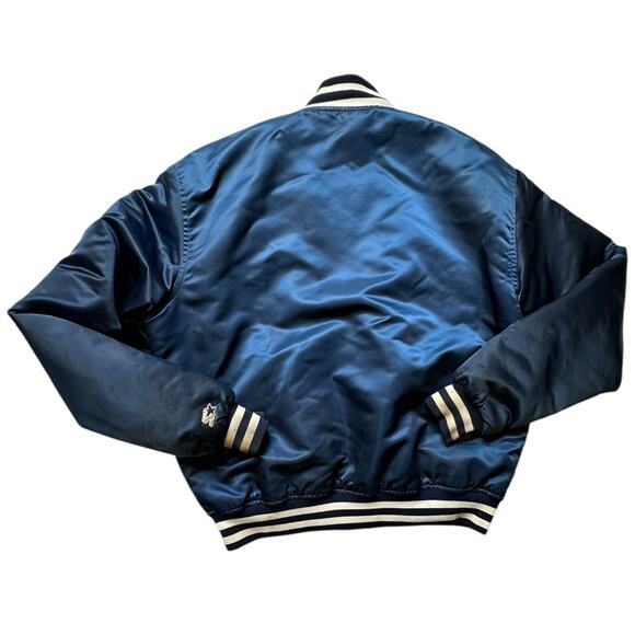 VINTAGE 80s New York Yankees STARTER Satin Jacket XL Button Bomber USA Made - Picture 2 of 16